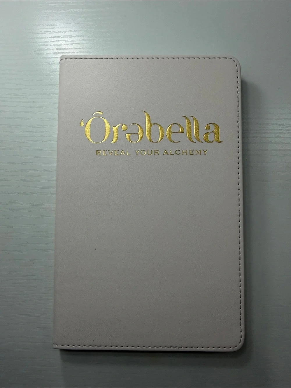 Abella Cream Faux Leather Journal with Gold Logo